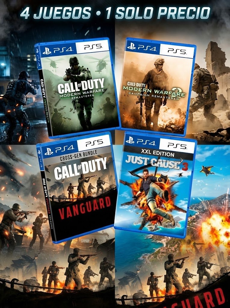 COMBO CODJUST: Call of Duty® Modern Warfare® Remastered, Call of Duty®: Modern Warfare® 2 Campaign Remastered, Call of Duty®: Vanguard - Cross-Gen Bundle, Just Cause 3: XXL Edition