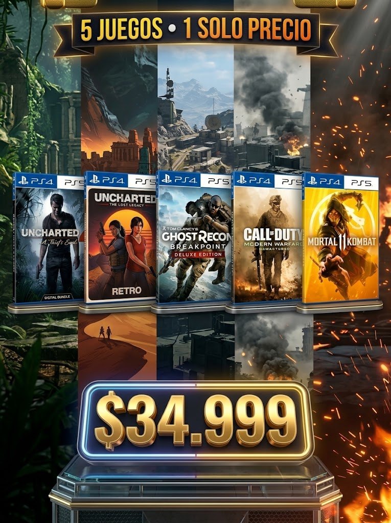 COMBO GHOSTUNCAHTTED: UNCHARTED 4: A Thief's End, UNCHARTED: The Lost Legacy, Tom Clancys Ghost Recon Breakpoint Deluxe Edition, Call of Duty®: Modern Warfare® 2 Campaign Remastered, Mortal Kombat 11