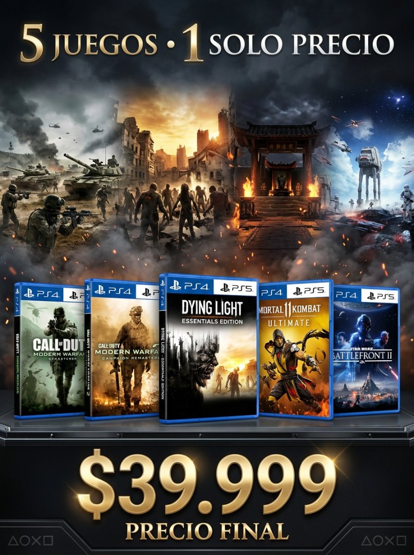 COMBO ESPECIALES ELITE: Call of Duty: Modern Warfare Remastered, Call of Duty: Modern Warfare 2 Campaign Remastered, Dying Light - Essentials Edition, Mortal Kombat 11 Ultimate PS4 & PS5, STAR WARS Battlefront II